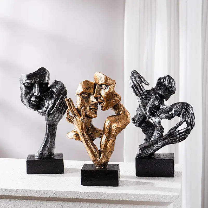Modern Abstract Kiss Sculpture  Artistic Wall or Shelf Decor
