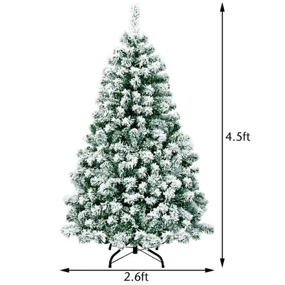 Adjustable-Size Pre-Lit Snow-Flocked Christmas Tree — Available in 4.5ft, 6ft, and 7.5ft Heights