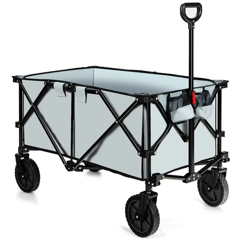 Collapsible Utility Wagon  Folding Cart with All-Terrain Wheels, Telescoping Handle, and Included Cover Bag