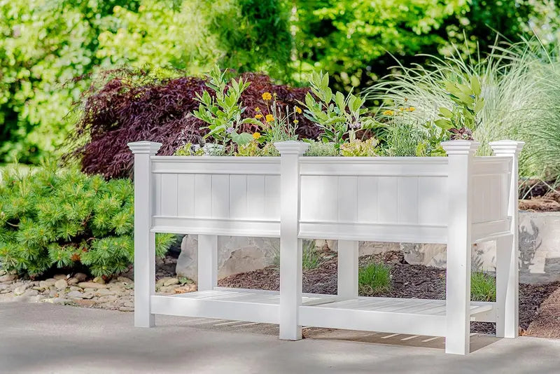 Cambridge Vinyl Raised Garden Planter  68.5″ W × 24″ L with Optional Extension Kit