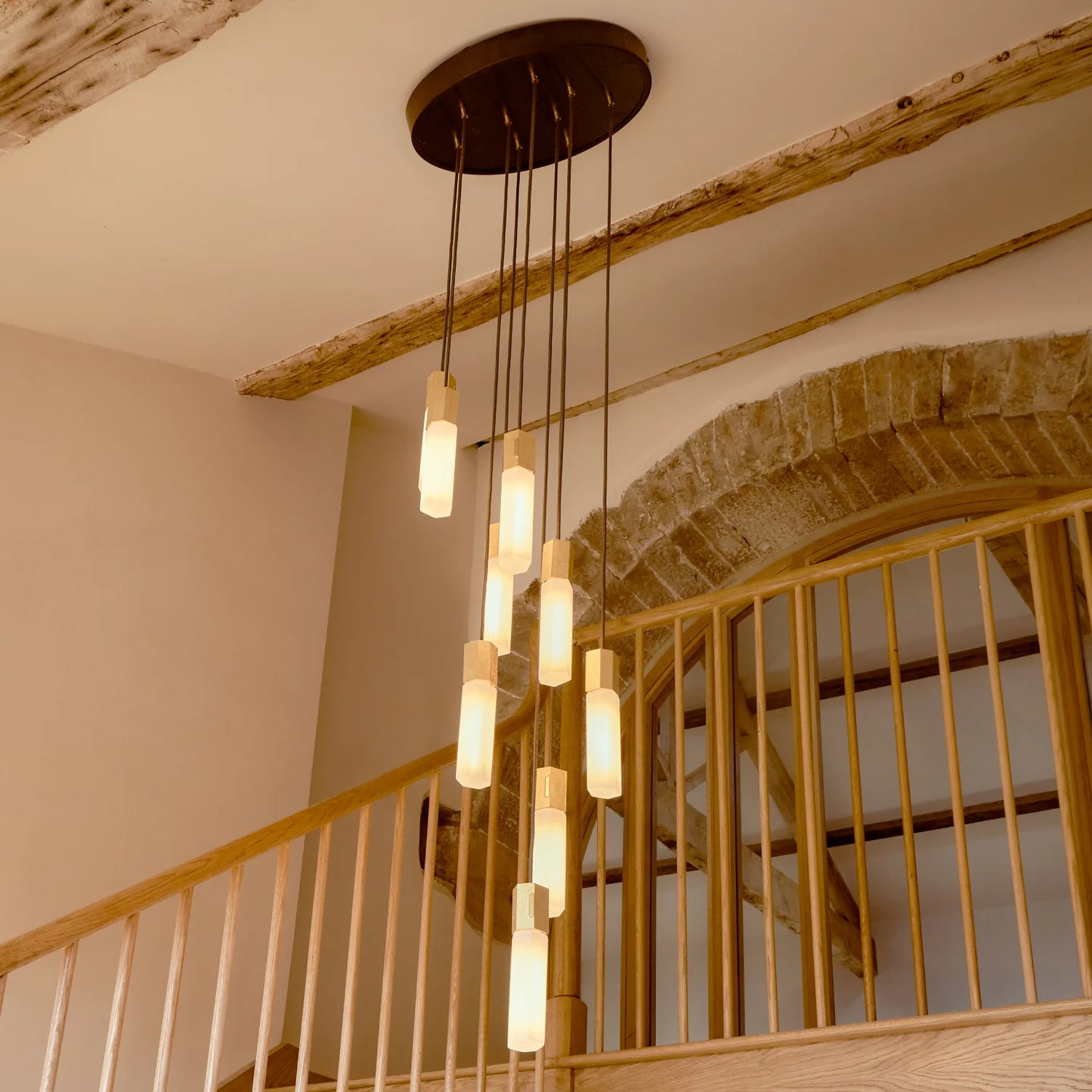 Basalt Nine Pendant in Brass