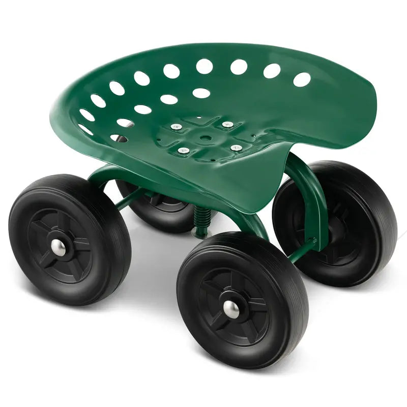 Wheeled Garden Utility Cart, Adjustable Swivel-Seat Cart for Lawn and Landscape Tasks