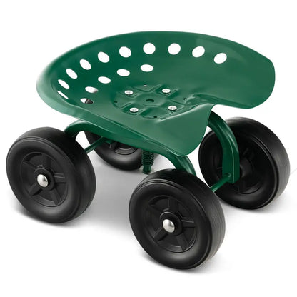 Wheeled Garden Utility Cart, Adjustable Swivel-Seat Cart for Lawn and Landscape Tasks