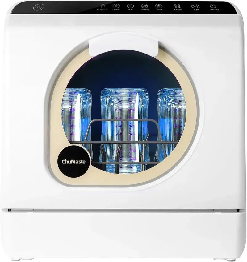 Compact Double-Spray Arm Countertop Dishwasher for Easy On-Demand Cleaning