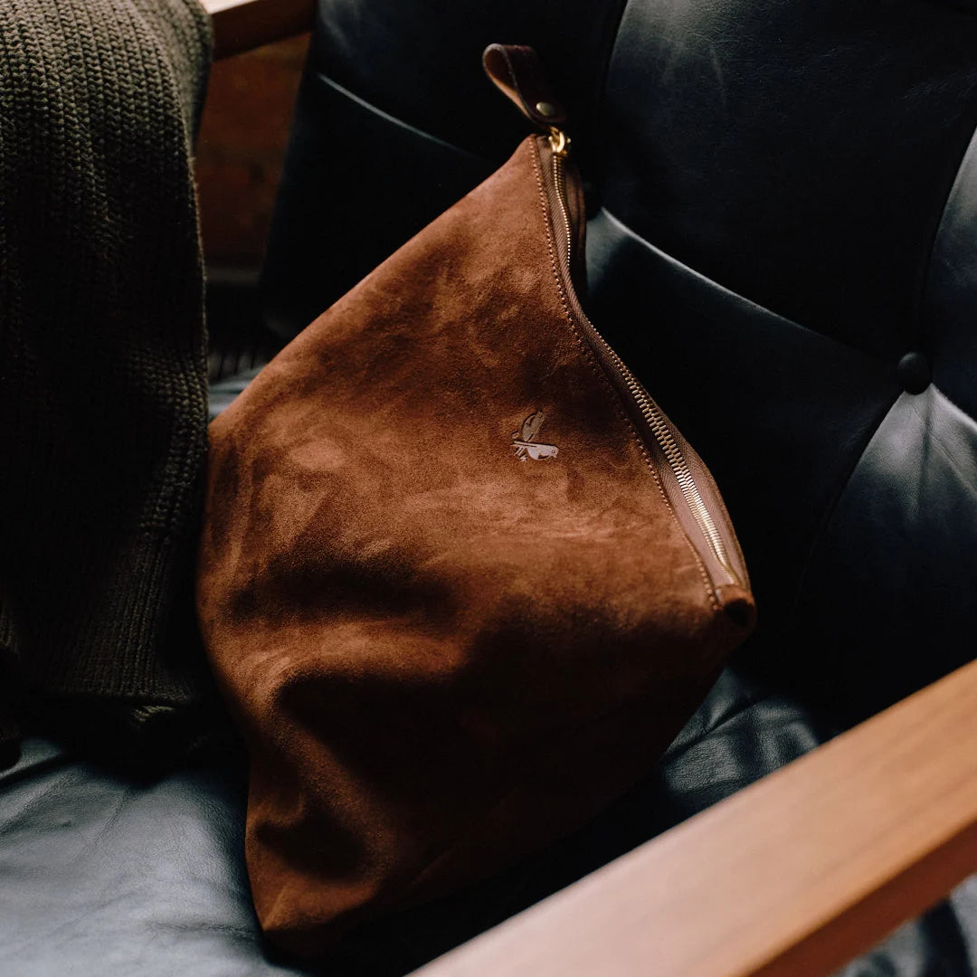 Suede Flight Pouch - Tobacco Brown