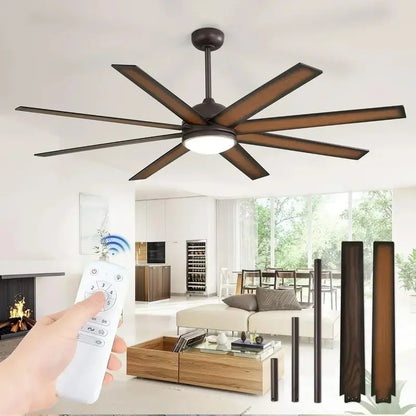 8-Blade 65-Inch Indoor/Outdoor Ceiling Fan  Quiet Operation & Wide-Area Airflow