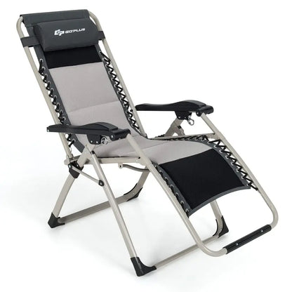 Zero Gravity Folding Recliner  High-Weight-Capacity Lounge Chair with Detachable Head Pillow