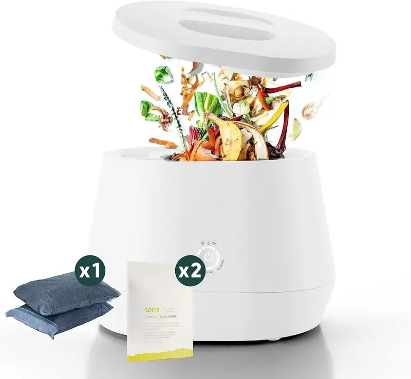 Lomi 3L Smart Kitchen Composter (90 Cycles)  Single Button Indoor Food Upcycler Bundle