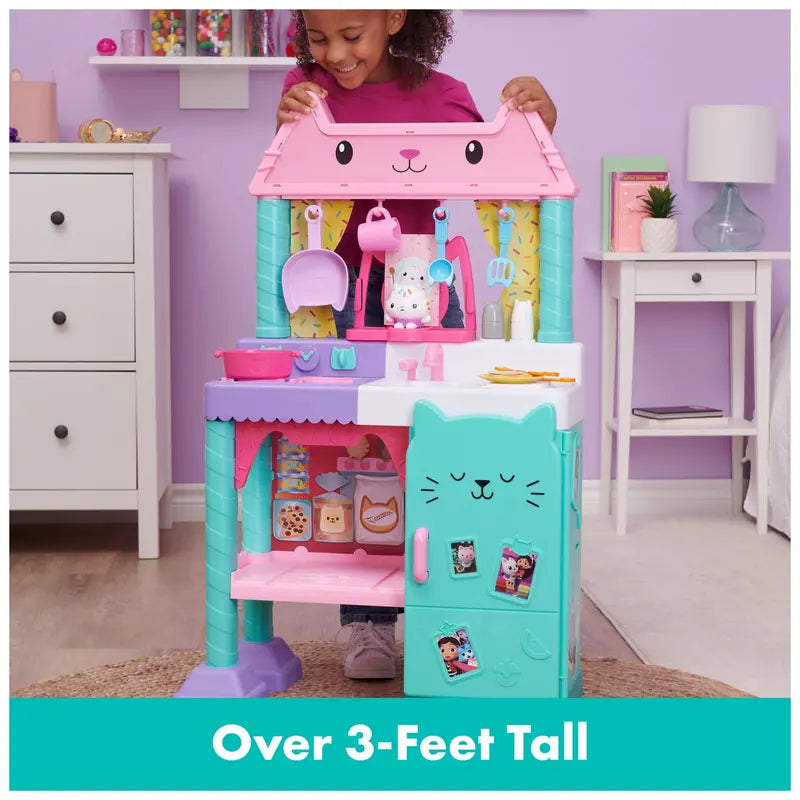 Gabby’s 3ft Dollhouse Cakey Cat Kitchen Set for Kids with Sounds & Accessories