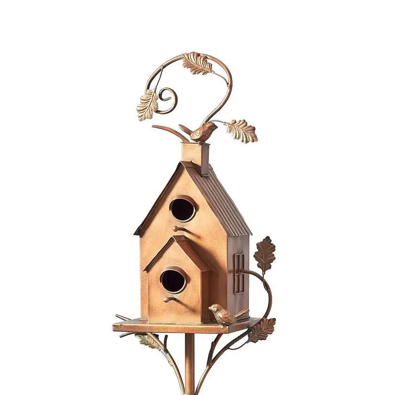 Decorative Birdhouse Garden Stakes  Rustic Lawn & Yard Accent Set