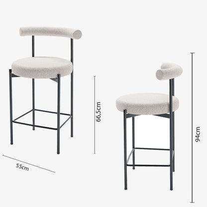 Lot de 2 chaises de bar  velours cr me  Charlotte