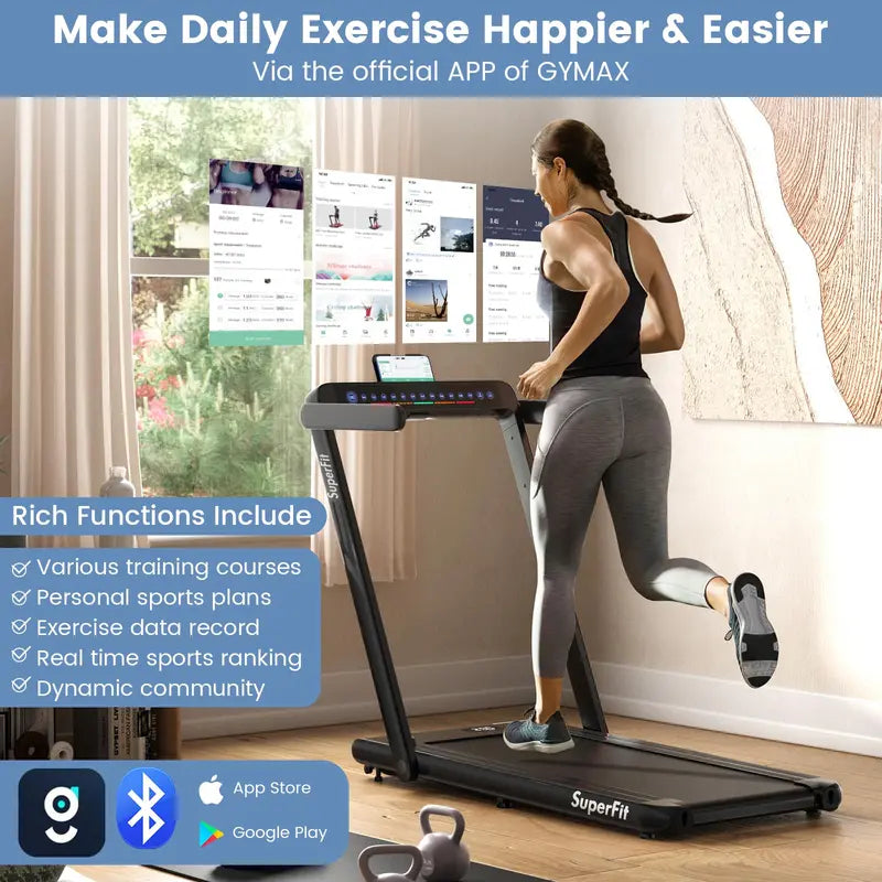 Compact Under-Desk Folding Treadmill, 2.25 HP Home Office Walking Treadmill with Touchscreen Control