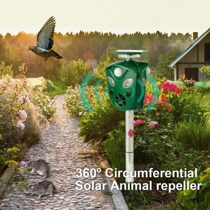 2021 Solar-Powered 360° Animal Repeller  Weatherproof Outdoor Pest Deterrent