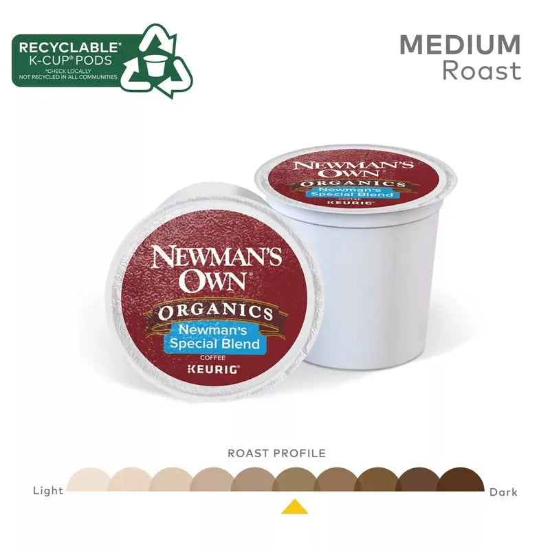 Newman’s Own Organic Special Blend K-Cup Pods  100-Count Fair Trade, Rainforest Alliance Certified Coffee