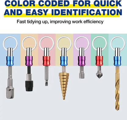WORKPRO 3-Piece Color-Coded Hex Shank Bit Holder Set  Aluminum Alloy, Keychain Design