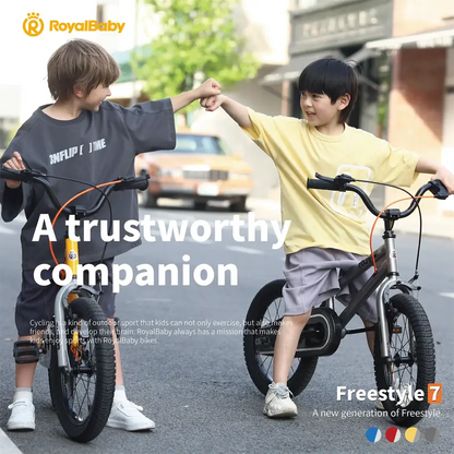 Royalbaby Freestyle 7 Kids Bike 14″ Gray  Dual Handbrakes, Kickstand, Water Bottle, Ages 3-5
