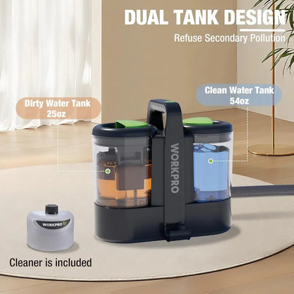 WORKPRO Portable Carpet & Upholstery Spot Cleaner  13KPa Suction, 54oz Tank, and Multi-Use Cleaning Tools