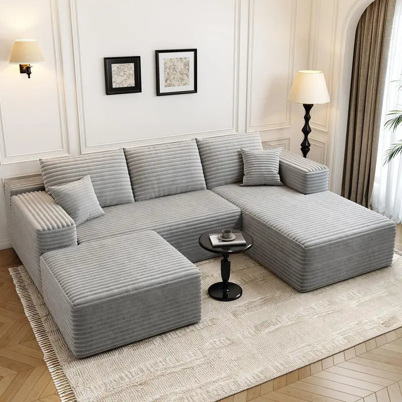 Cloud Modular L-Shaped Sectional Sofa  107.5-Inch Minimalist Corner Lounge with Deep Seating