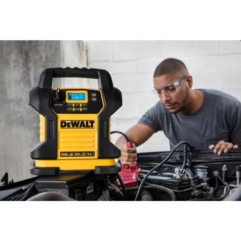 DW Portable Jump Starter with Air Compressor  1400 Peak Amp Lithium Power Bank with Digital Display
