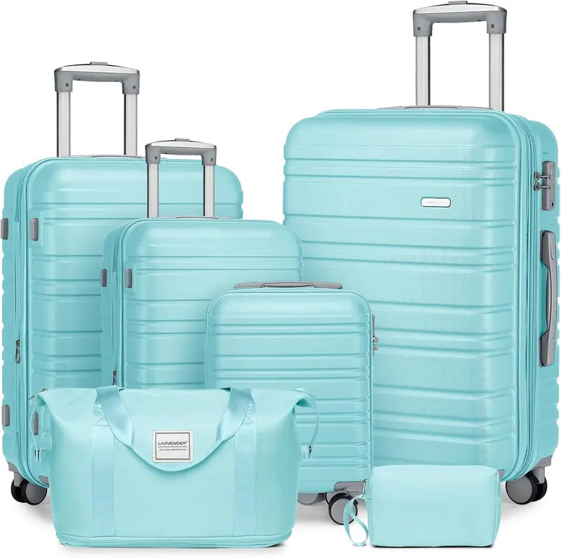 6-Piece Expandable Rolling Luggage Set  Lightweight Hardshell Suitcases with Smooth-Spinning Wheels & Modular Packing Options