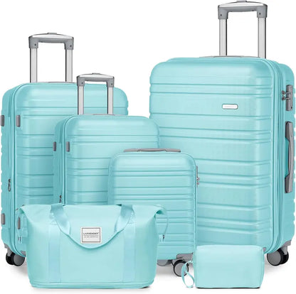 6-Piece Expandable Rolling Luggage Set  Lightweight Hardshell Suitcases with Smooth-Spinning Wheels & Modular Packing Options