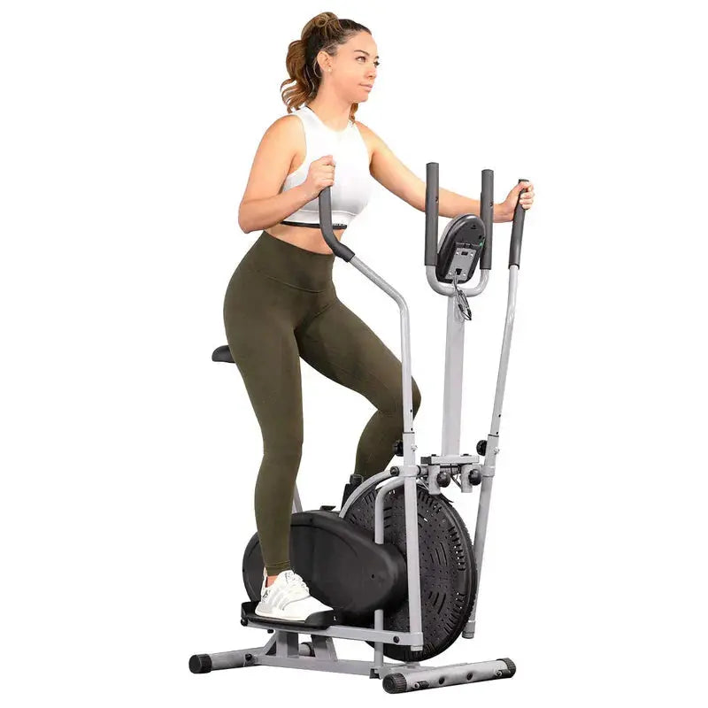 2-in-1 Elliptical & Exercise Bike  Space-Saving Cardio Cross-Trainer for Home Workouts