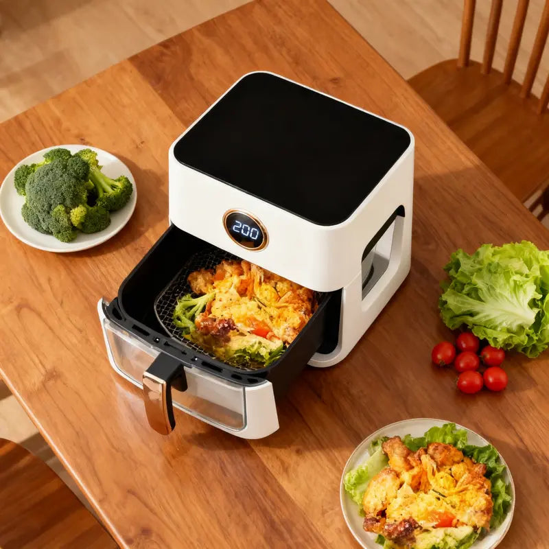 5L White Touchscreen Air Fryer  Compact Smart Cooking Solution