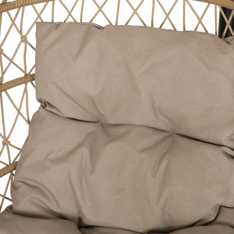 Coloma Foldable Hanging Chair with Wicker & Rope Design  Includes Freestanding Base