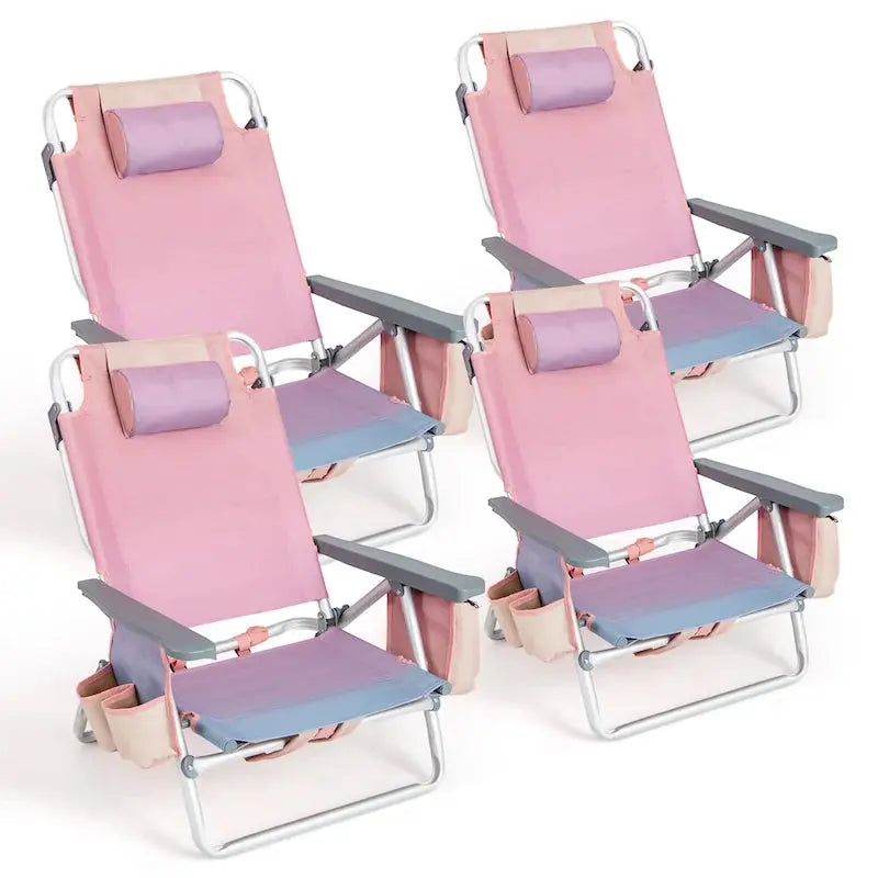 Costway 4-Pack Foldable Backpack Beach Chairs  5-Position Outdoor Seating