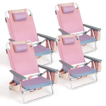 Costway 4-Pack Foldable Backpack Beach Chairs  5-Position Outdoor Seating