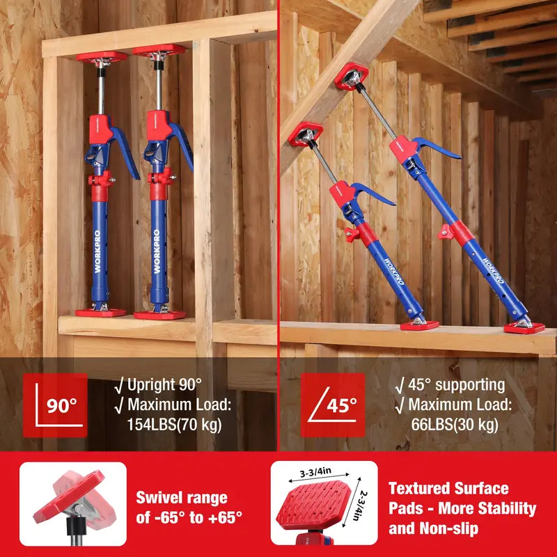 WORKPRO Adjustable Cabinet Support Jack Pole for Safe Installation
