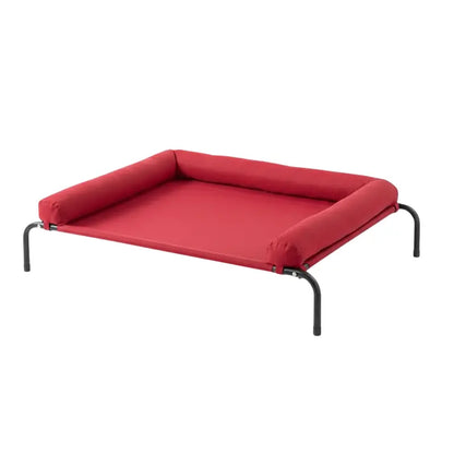 Elevated Dog Cot with Breathable Mesh Center, Detachable Pillow, and Reinforced Frame