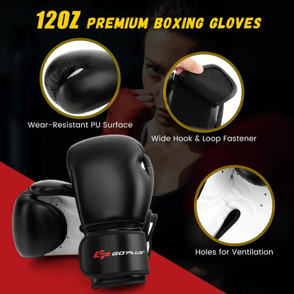 Freestanding Heavy Boxing Bag (71″) with Suction Base, Gloves, and Fillable Stand
