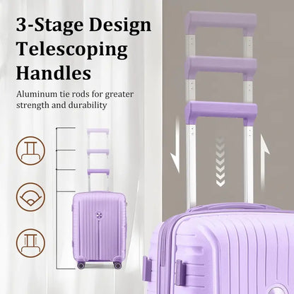 Lightweight 5-Piece PP Hardshell Carry-On Luggage Set  Dual Spinner Wheels & TSA Lock Travel Suitcases