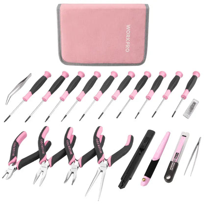 WORKPRO 33-Piece Precision Repair Tool Kit with Pliers  Pink Ribbon Edition