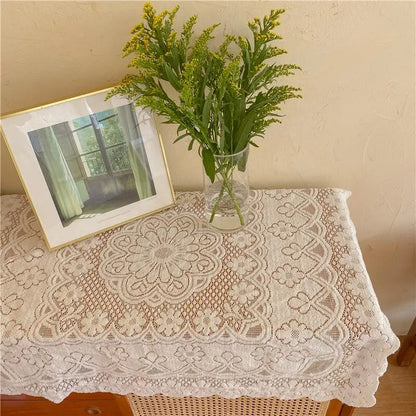 Minimalist Korean Sweet-Style Lace Table Cover for Round and Rectangular Tables