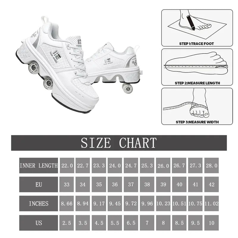 KOFUBOKE Roller Skate Shoes  Sneakers  Roller Shoes 2-in-1 Suitable for Outdoor Sports Skating Invisible Roller Skates The Best Choice for Building Confidence Style