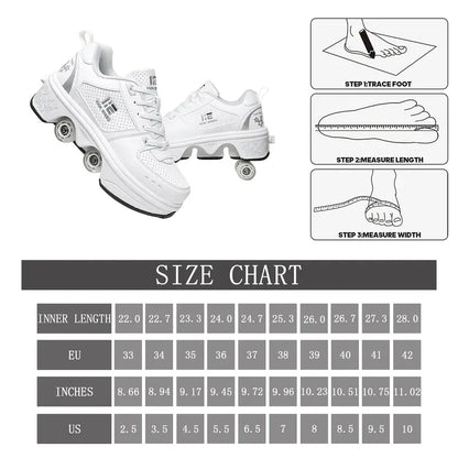 KOFUBOKE Roller Skate Shoes  Sneakers  Roller Shoes 2-in-1 Suitable for Outdoor Sports Skating Invisible Roller Skates The Best Choice for Building Confidence Style