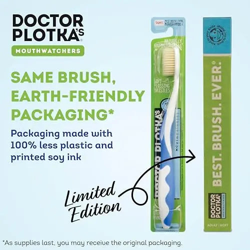 MOUTHWATCHERS Dr. Plotka’s Extra Soft Flossing Toothbrush for Sensitive Teeth & Gums  2 Pack, Multi-Color