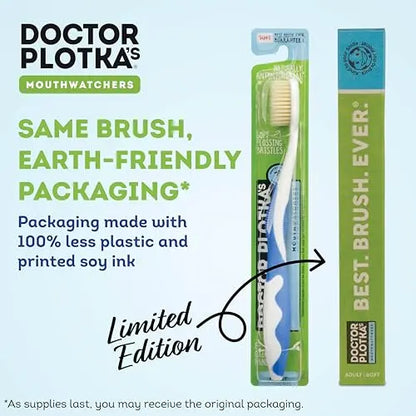 MOUTHWATCHERS Dr. Plotka’s Extra Soft Flossing Toothbrush for Sensitive Teeth & Gums  2 Pack, Multi-Color