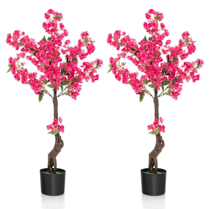 Lifelike Artificial Plum Blossom Tree  41″ Silk Floral Display with 92 Blooms & Realistic Trunk