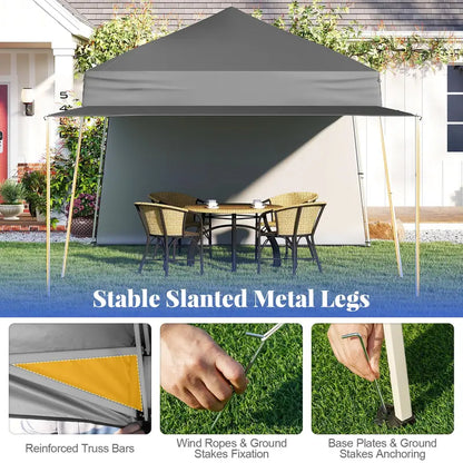 9.2′ x 14′ Pop-Up Canopy Tent  UPF50+ Outdoor Shelter with Two Sidewalls & Adjustable Slant Legs