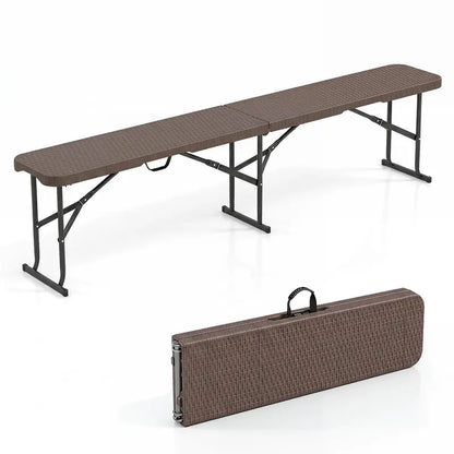 Lightweight Folding Bench  6-Foot Plastic Portable Seat with Carry Handle for Outdoor Use