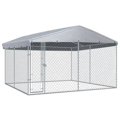 Heavy-Duty Outdoor Dog Kennel with Weatherproof Roof  150.4 sq. ft. Enclosed Run Space