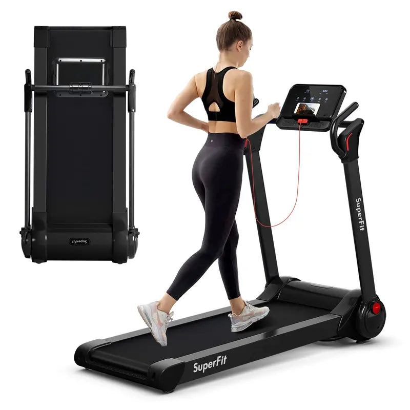 Electric Folding Treadmill  2.25HP Superfit Model with Bright LED Display and Space-Saving Design