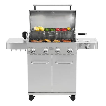 Monument Grills 4-Burner Propane Gas Grill with Rotisserie Kit  Stainless Steel Construction