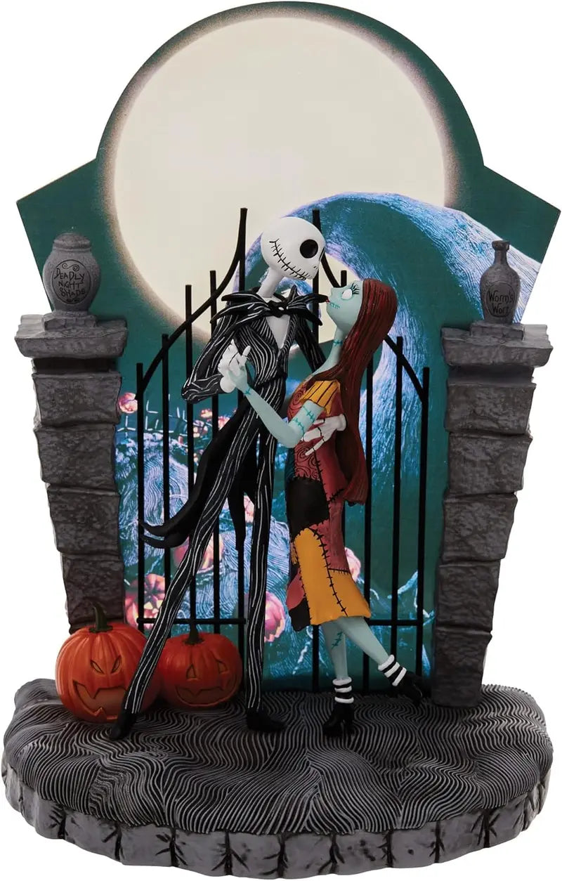 Nightmare Before Christmas Jack and Sally Dancing Light Sculpture  9-Inch Animated Statue