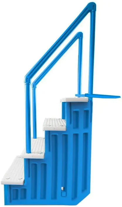 Non-Slip Above-Ground Pool Steps  Gray Aluminum Entry Ladder for Patios (122137 cm Height), 300 lb Capacity
