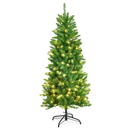 5-Foot Pre-Lit Pencil-Style Christmas Tree  Slim Hinged Fir with Integrated LED Lighting