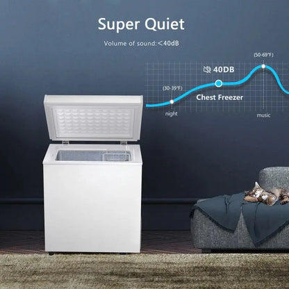 1.8 Cu. Ft. Compact Freestanding Chest Freezer  Removable Basket, Bottom Drain, and 7-Setting Thermostat